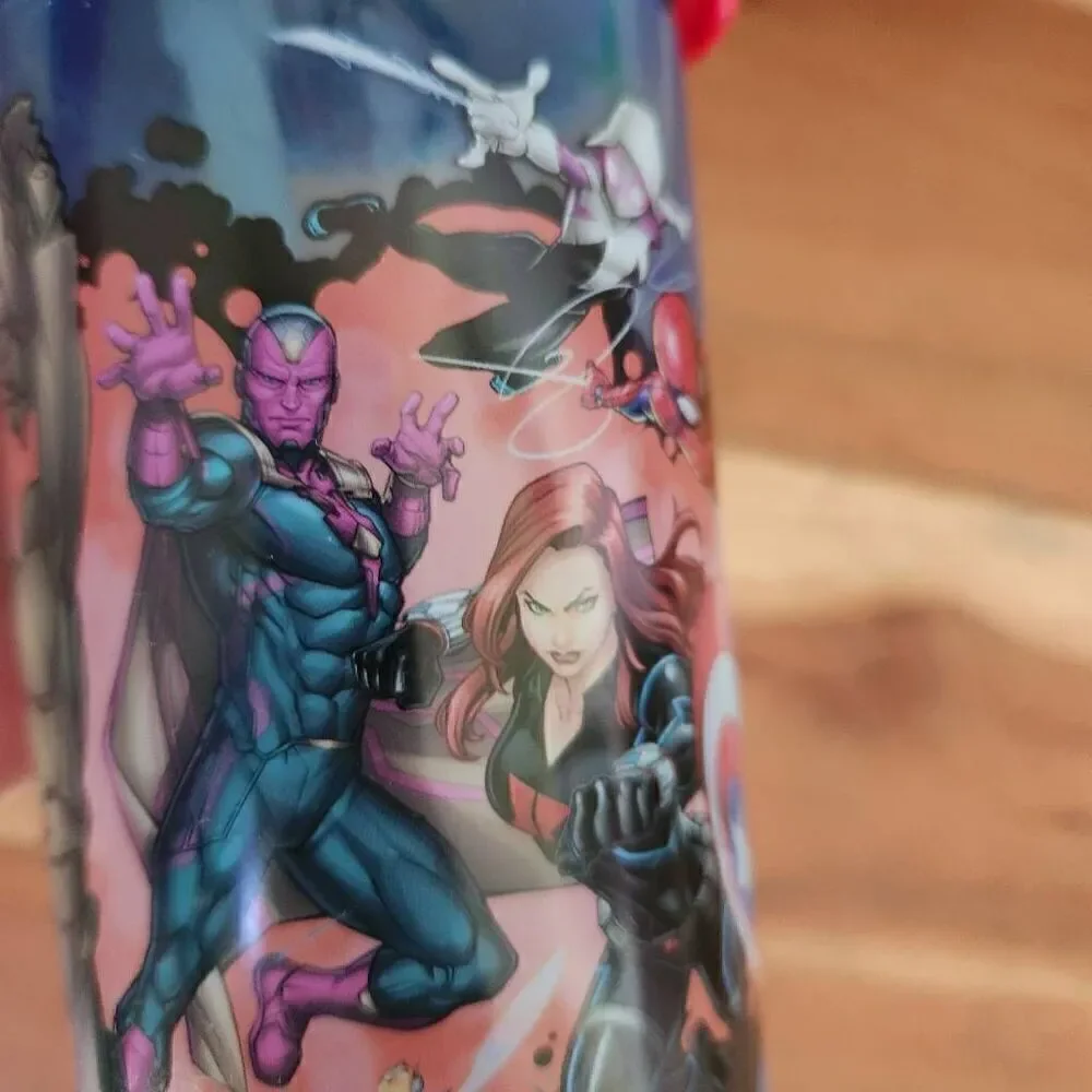 Kids cup bundle Avengers water bottle Chuck e cheese Bubba's chicken